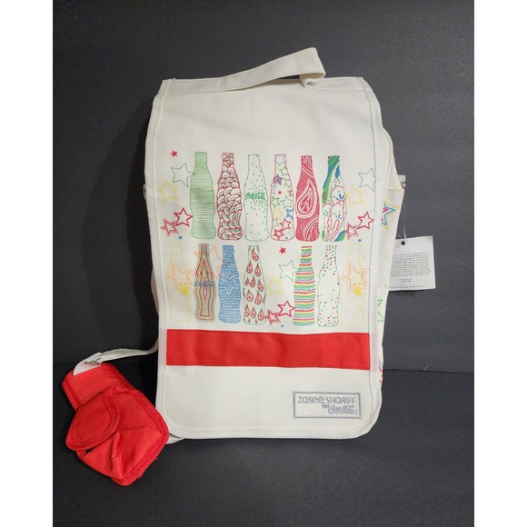2008 Zakee Shariff Coke Coca-Cola Bottles on Canvas Crossbody Messenger Bag - Picture 1 of 5